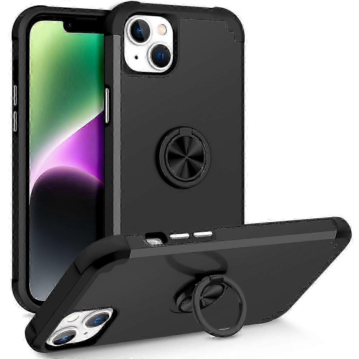 For iPhone 14 Plus Rotating Ring Holder Magnetic Phone Case