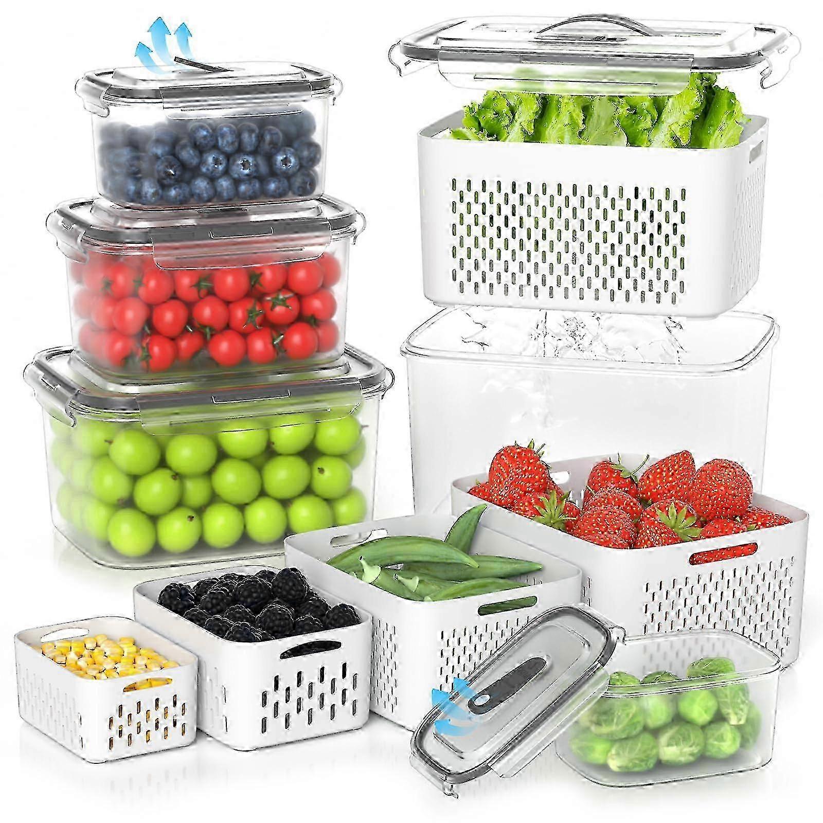 Clear Fruit Storage Containers 5 Pack for Fridge - Pack of