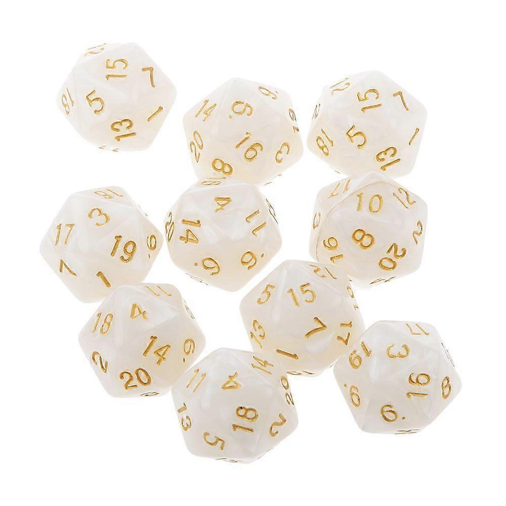 10pcs Twenty Sided Dice D20 Playing D&D Games Rpg Party Dices White