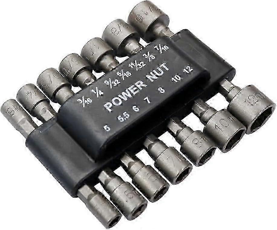 Hex Socket Set, 14 Pieces Hex Socket Adapter, Hex Socket Set, Chrome Vanadium Steel Hex Nut Drill Bit Set for Hand Drill, Electric Scr