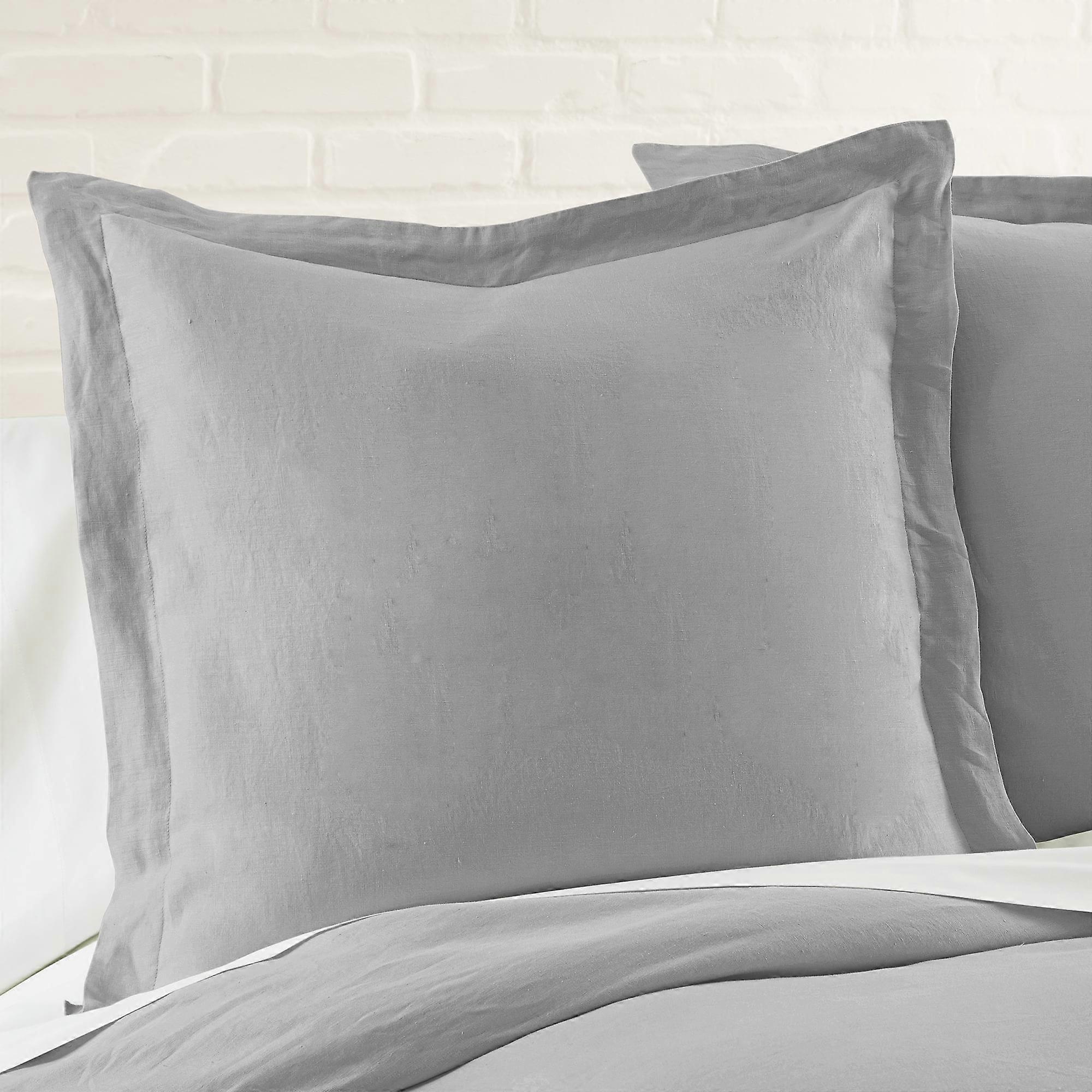 Levtex Home - 100% Linen - Euro Sham - Washed Linen in Light Grey - Sham Size (26 x 26in.)