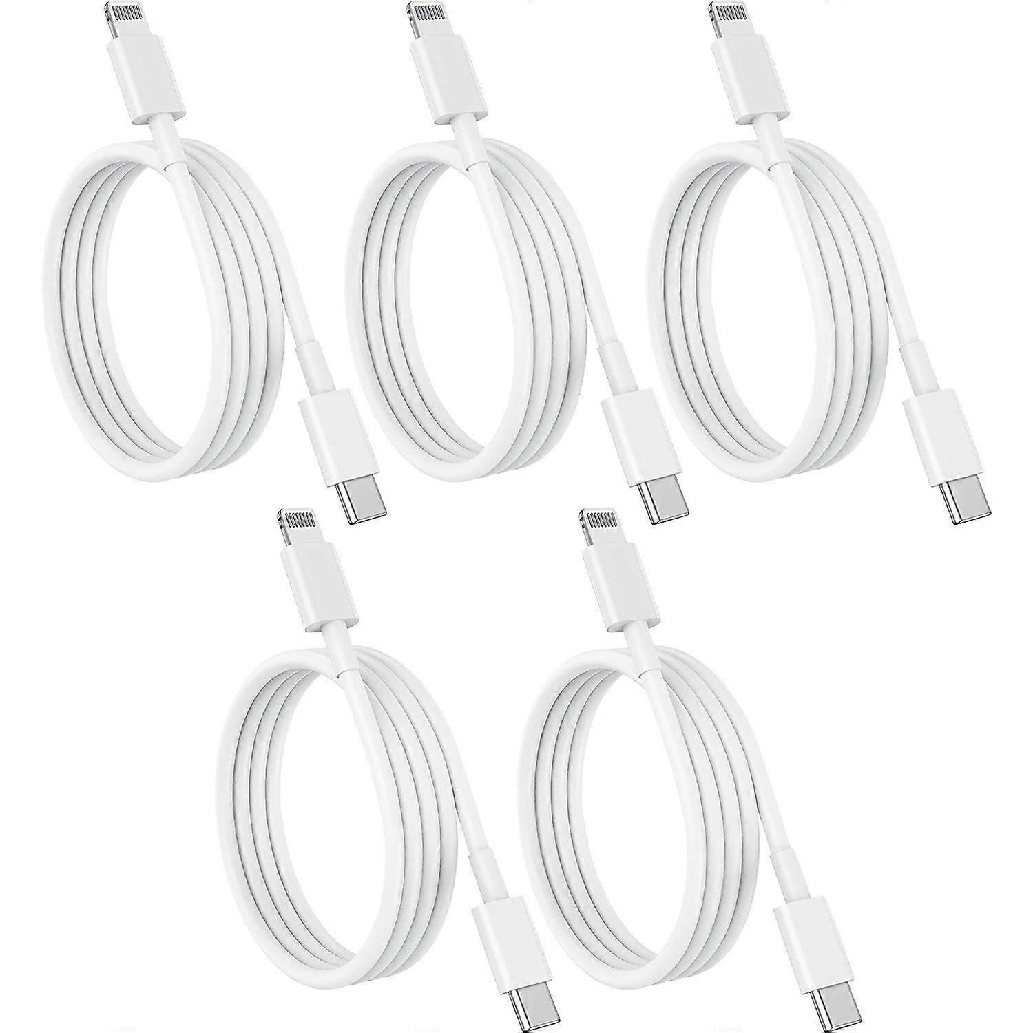 5 Pack 1m Data Transfer Fast Pd Charger Usb Type C To Apple Iphone Ipad Ipod Cable Cord Bulk