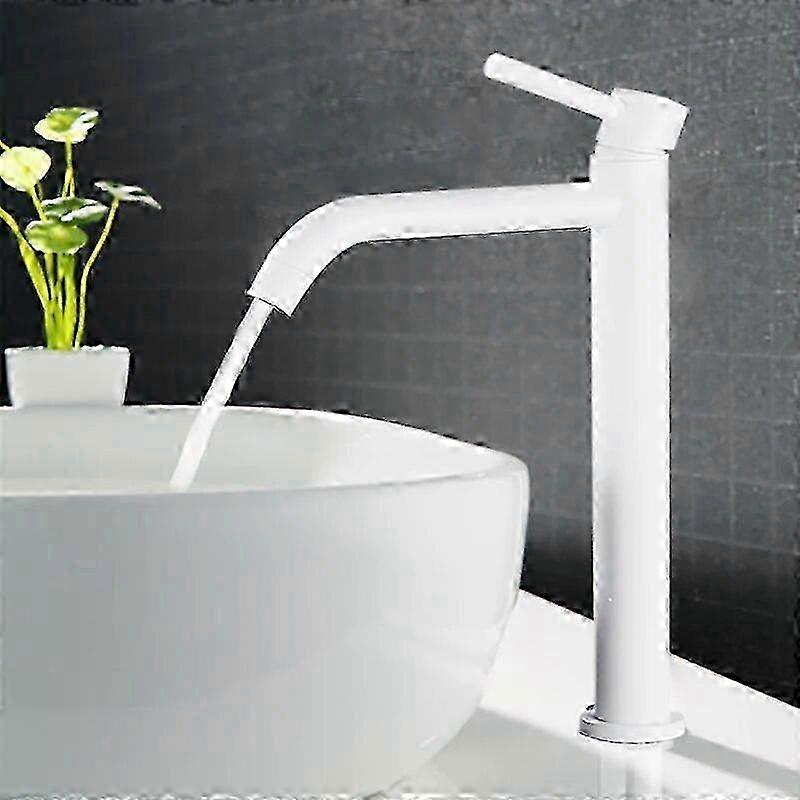 White Bathroom Basin Faucet Simple Modern Style Single-handle Hot and Cold Deck Installation Sink Faucet