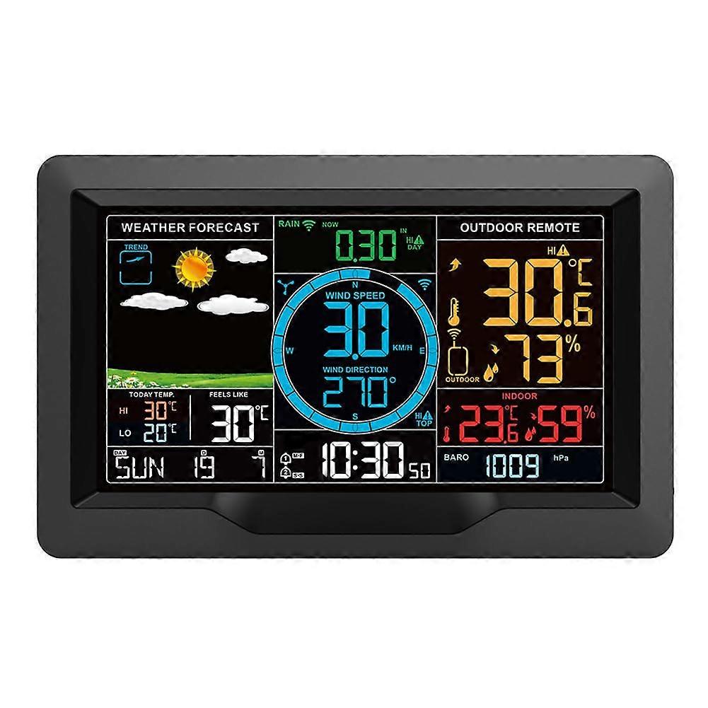 Weather Station With Wireless Outdoor/Indoor Sensor, Weather Forecast, Thermometer Humidity Monitor, Home Clock Alarm