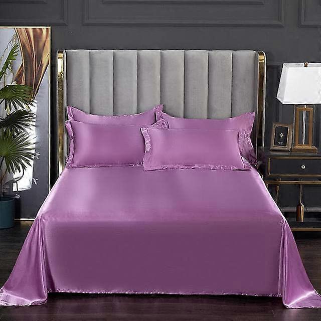 Bed Sheet 1 Piece Summer Fabric Satin Smooth Flat Bed Sheet For Double Bedding Ref: 4705