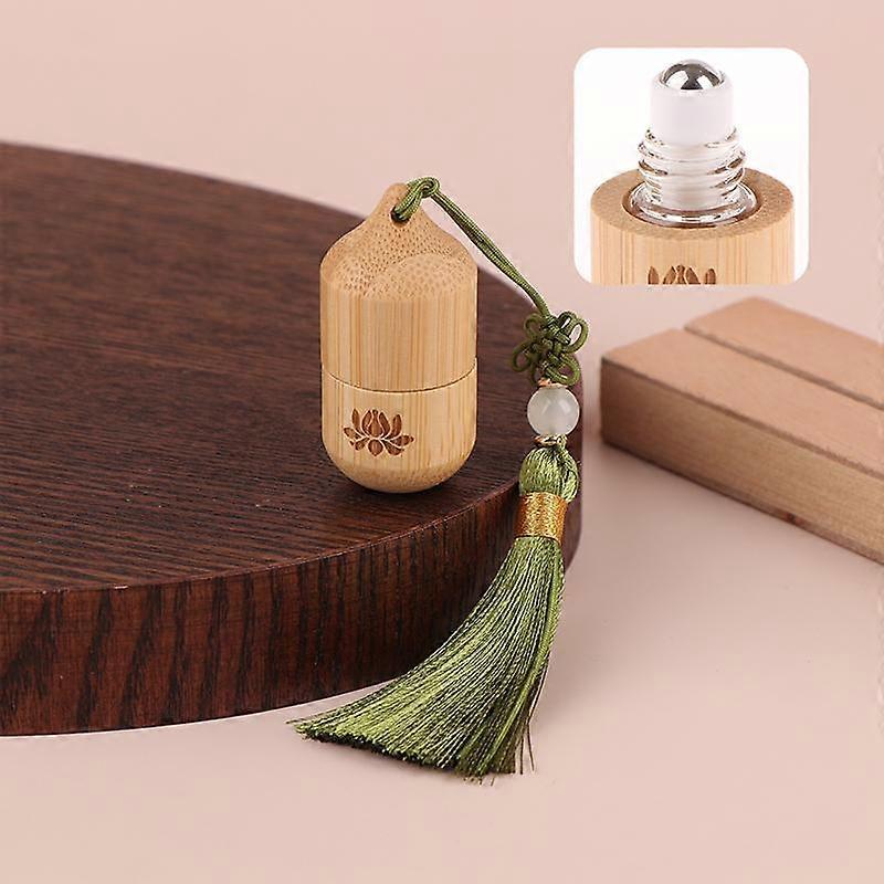 1Ml Bamboo Roller Empty Bottle Skincare Containers Ancient Style Roll On Bottles Small Perfume Essential Oil With Pendant