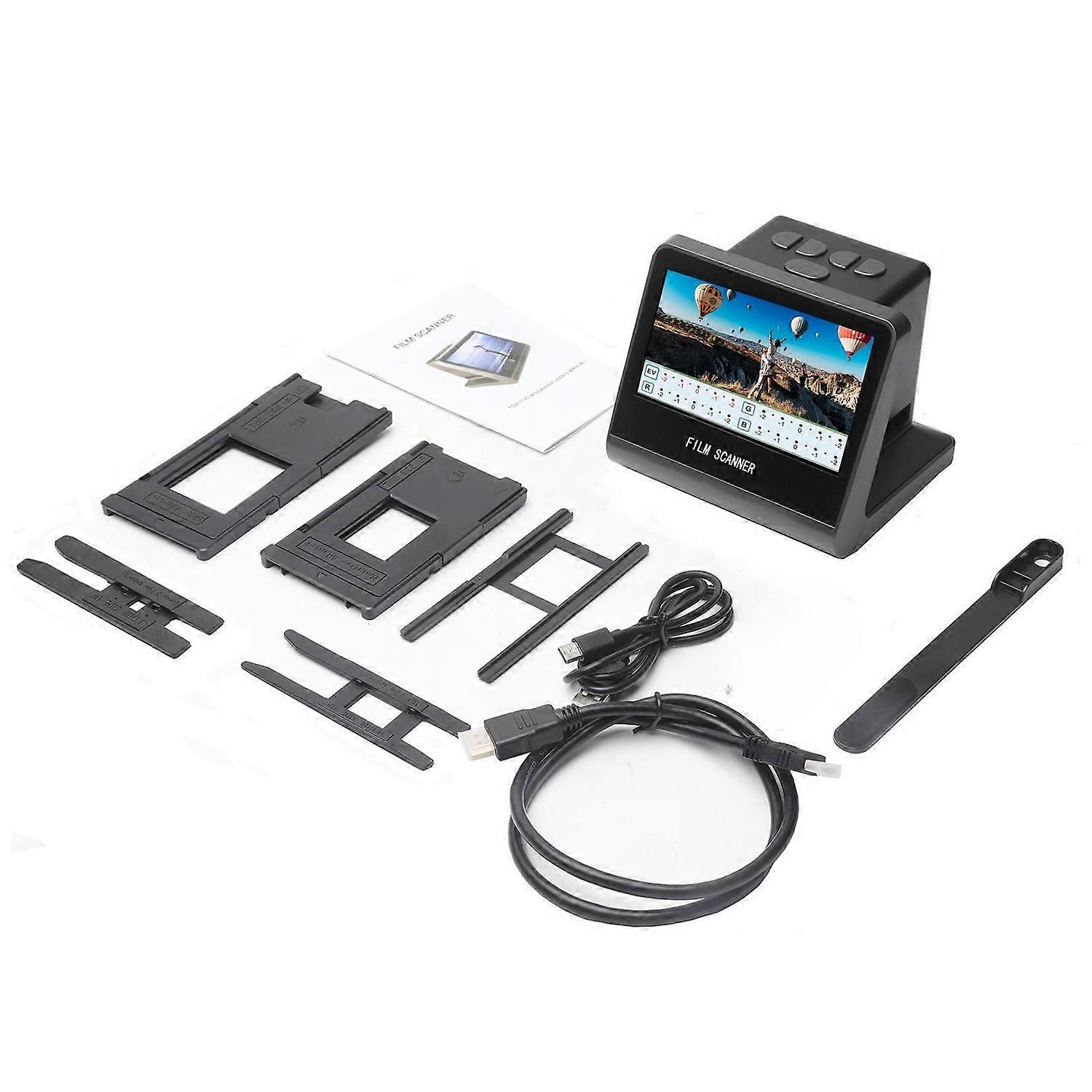 Film Scanner Digital 22MP 5in LCD Screen 16GB Memory Convert Black Negative Monochrome Slides Into J