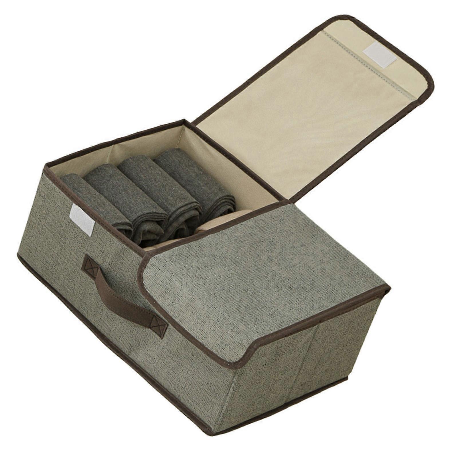 Large Foldable Clothes Storage Bin Breathable Fabric Organizers With Secure Lid And Multiple Compartments For Home Use  M Gray