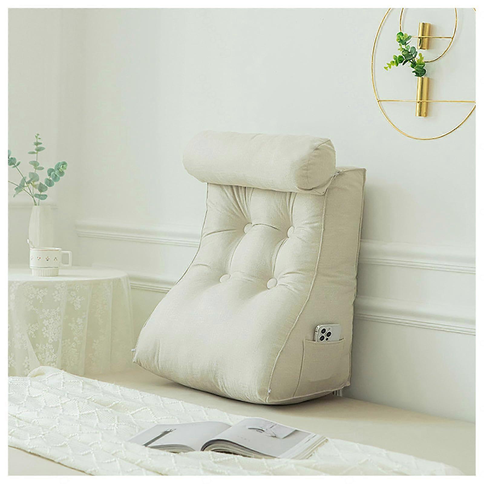 Wedge Pillow with Removable Neck Support and Washable Cover for Comfortable Sitting in Bed