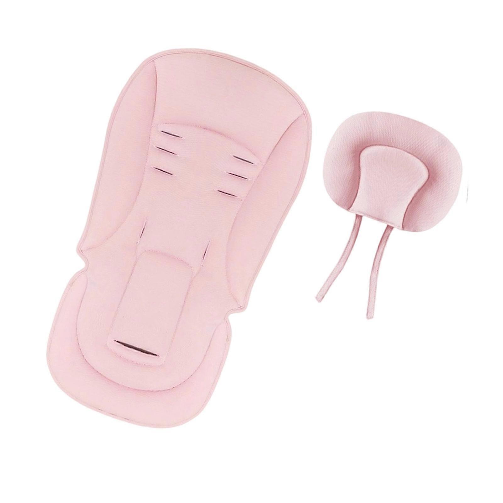 Shockproof Strollers Seat Pad For Standard Carriages Machine Washable Design Pushchair Liner with Headrest  Pink