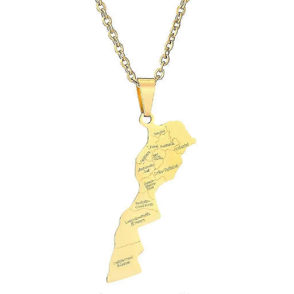 Silver Morocco Map Necklace Hypoallergenic Accessory