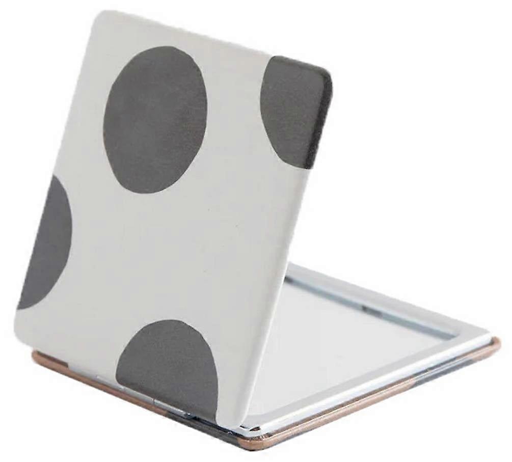 Caroline Gardner Scattered Dot Square Pocket Mirror - White/Black/Tan