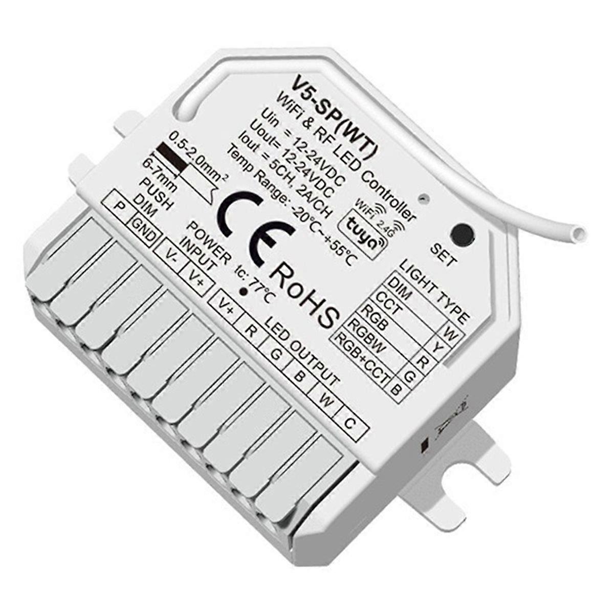 Tuya WIFI LED Controller Moudle DC12V-24V 5CHx2A 5050 COB 2835 5in1 LED Strip Dimmer Touch Switch Tu