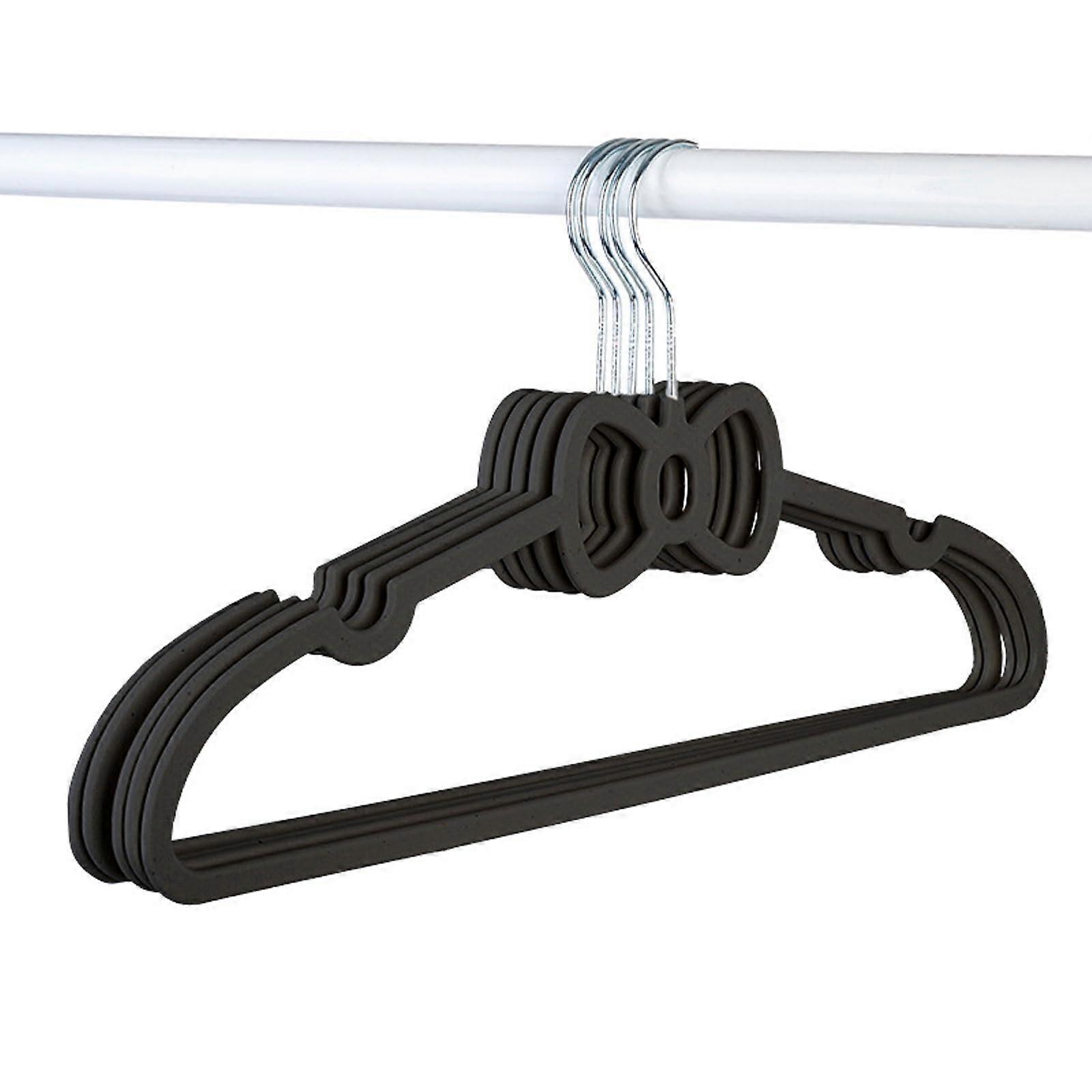 Plastic Clothes Hangers Set of 20 with BowShaped AntiSlip Rods for Wardrobe Space Saving (Black)