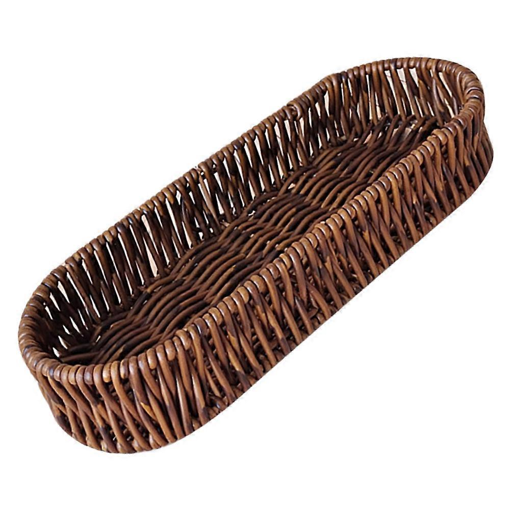 Rattan Bread Basket with Lid for Serving 3Pcs Coffee Kitchen Storage