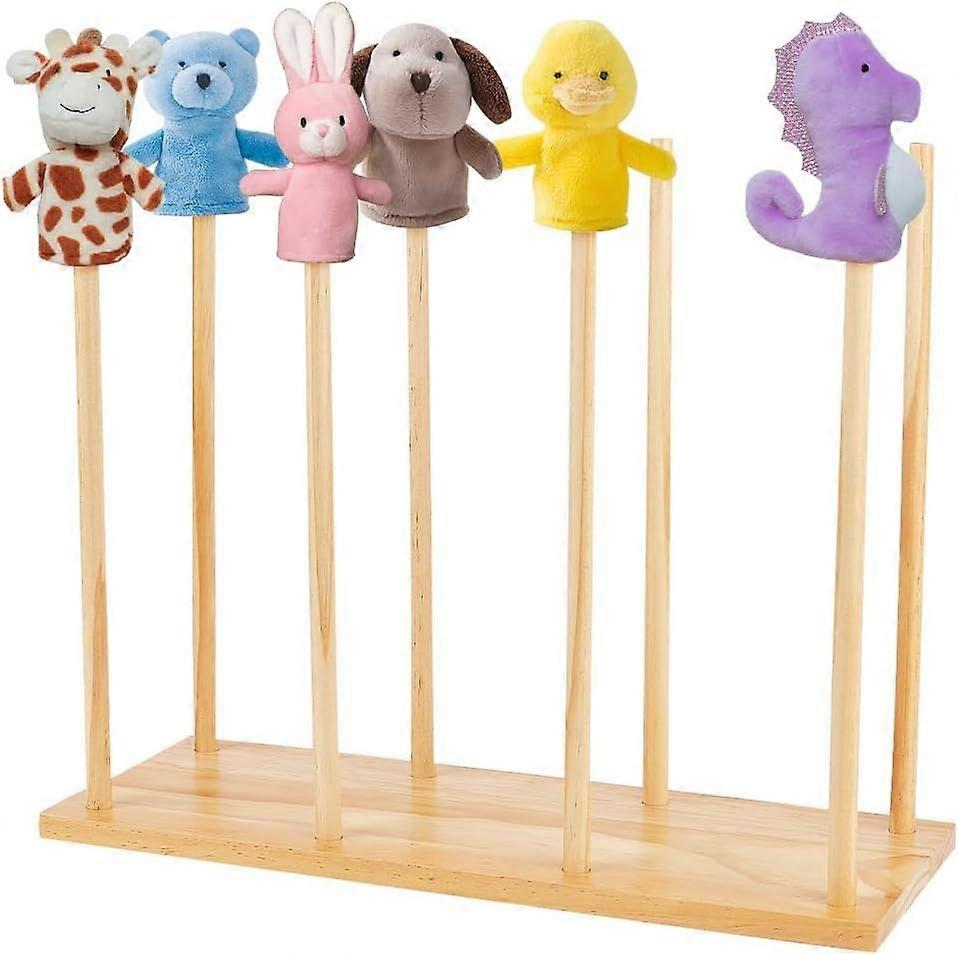 Wooden Puppet Stands (Holds up to 8 Puppets) Natural Wood Color Education Wood Puppet Tree Puppet Display Holder Anti Crush Hand Puppets Storage Rack 