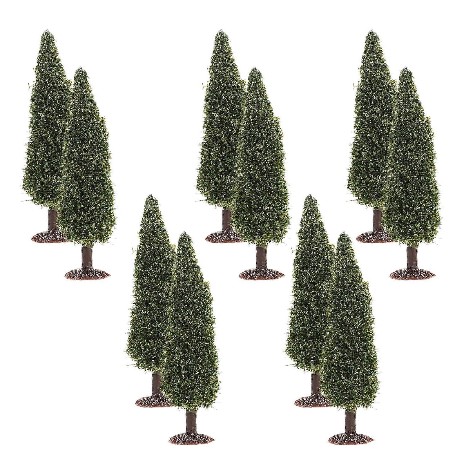 Landscape Pine Tree Model for Decoration 10Pcs Miniature Green Plastic Trees