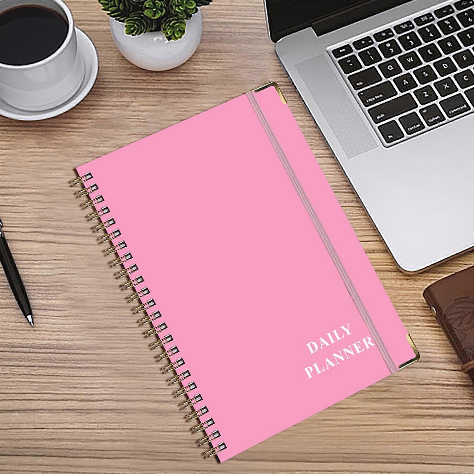 Lmueinov Daily Planner Undated A5 To Do List Notebook with Hourly Schedules, Spiral Binding, PVC Hardcover, Inner Pocket, Elastic Closure, 6.2" x