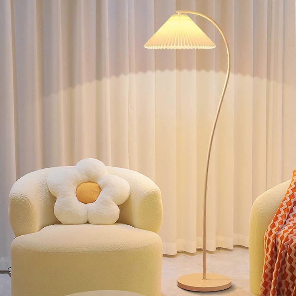 Modern Arc Floor Lamp with Linen Shade, Adjustable 3Color Lighting and Foot Switch for Living Room