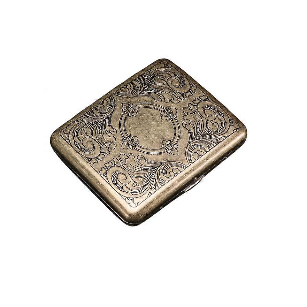 Retro Bronze Metal Cigarette Box Case Double Sided Pocket Holder Compatible with 20 Cigarettes (#3)