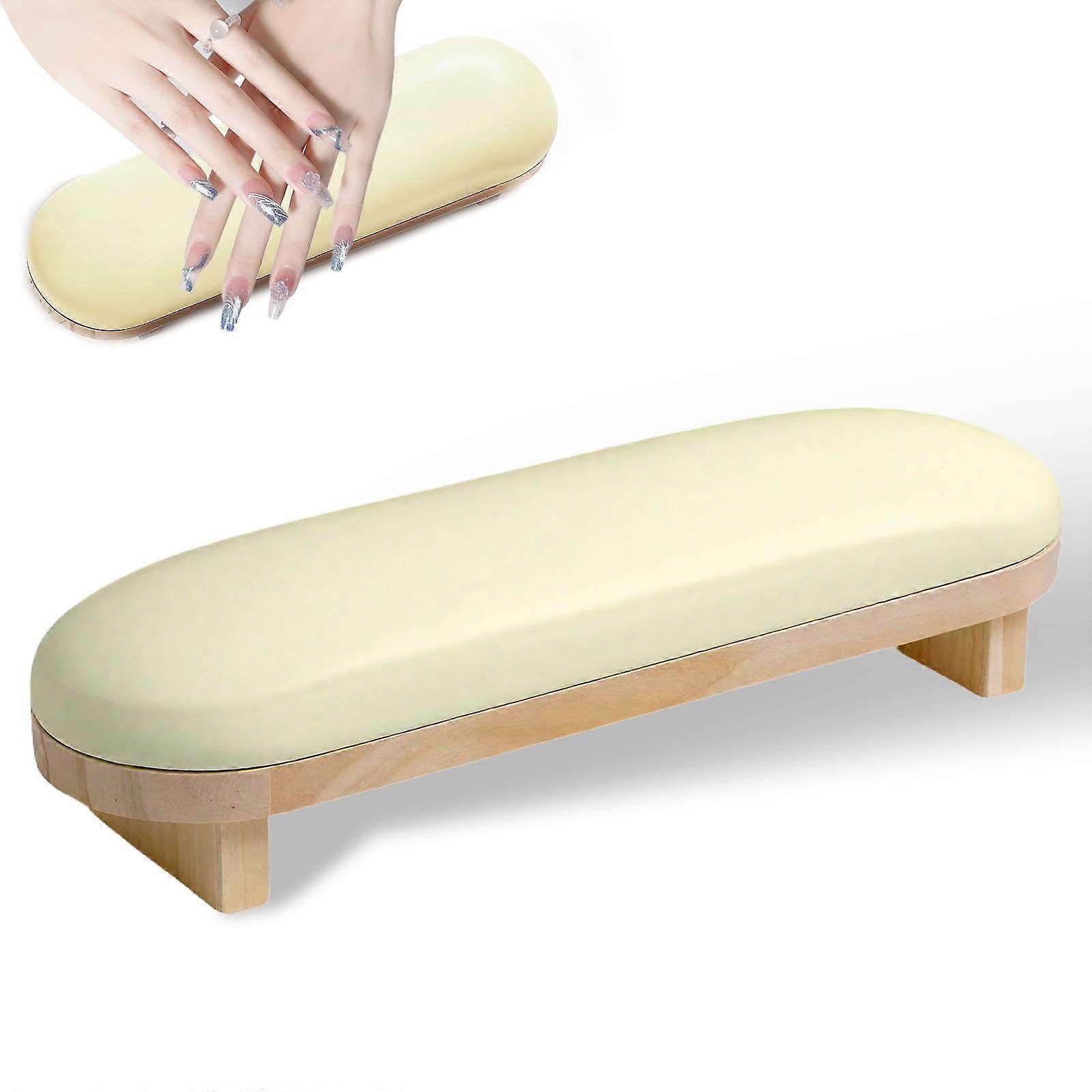 Nail Arm Rest with Ergonomic Curved Design and Sponge Padding for Salon or Home Manicure (Cream Yellow)