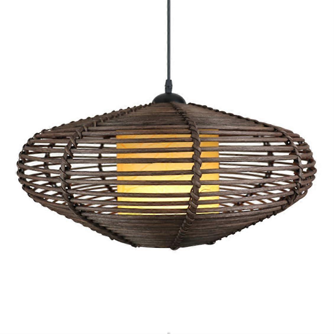 Rattan Pendant Light Handwoven Lampshade Vintage Wicker Ceiling Fixture for Dining and Kitchen