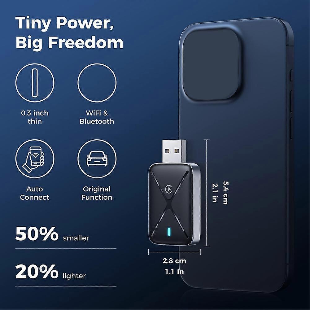 Wireless CarPlay Adapter for IOS, Mini CarPlay Dongle Adapter, Convert Wired to Wireless CarPlay Adapter