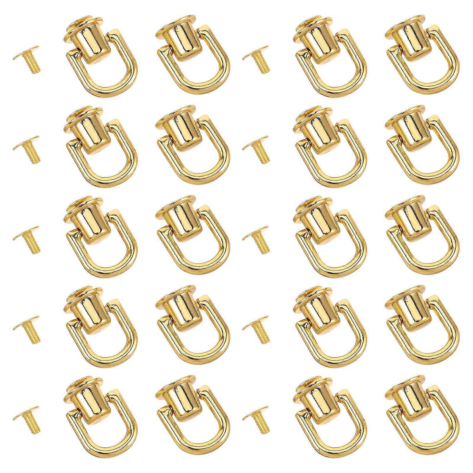 DIY Handbag Purse Strap Hardware Golden D Ring Stud Screw 60Pcs Kit