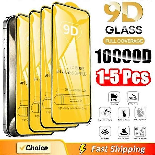 NNBILI 1-5 Pcs 9D Tempered Glass Screen Protector for compatible with iPhone 15 14 13 16 12 11 Pro Max XR XS Max 16e (3 PCS)