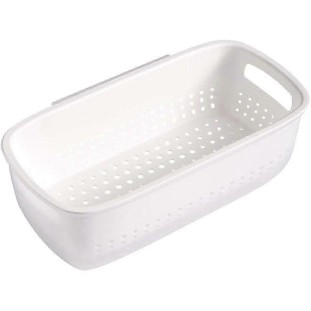 Rinsing Bowl 2-in-1 Multi-Function Kitchen Colander Filter Bowl Set Double-Layer Plastic Food Strainer(White)