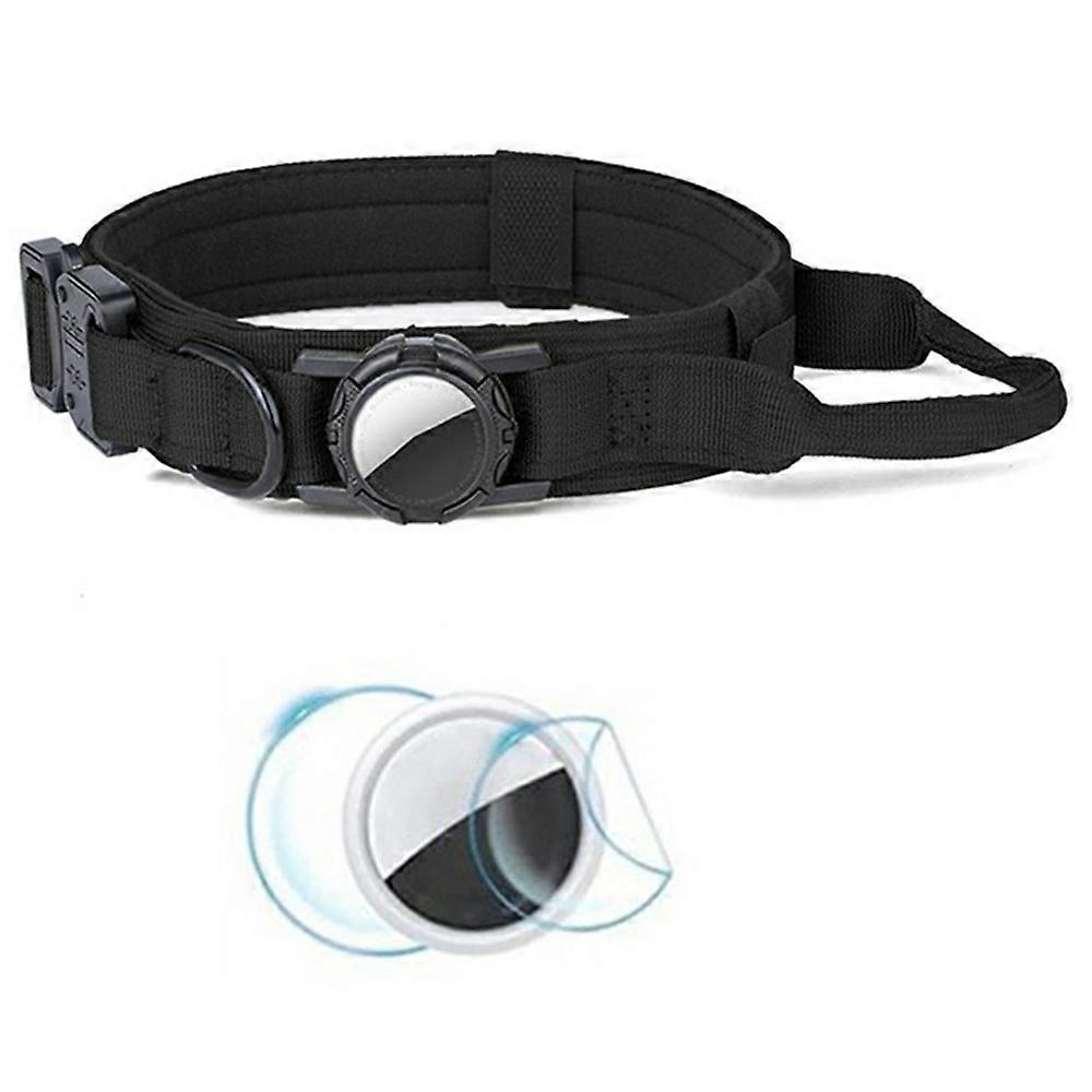 For AirTag Tracker Protector Case Tactical Nylon Collar for Medium Large Pets with Front and Back Hy