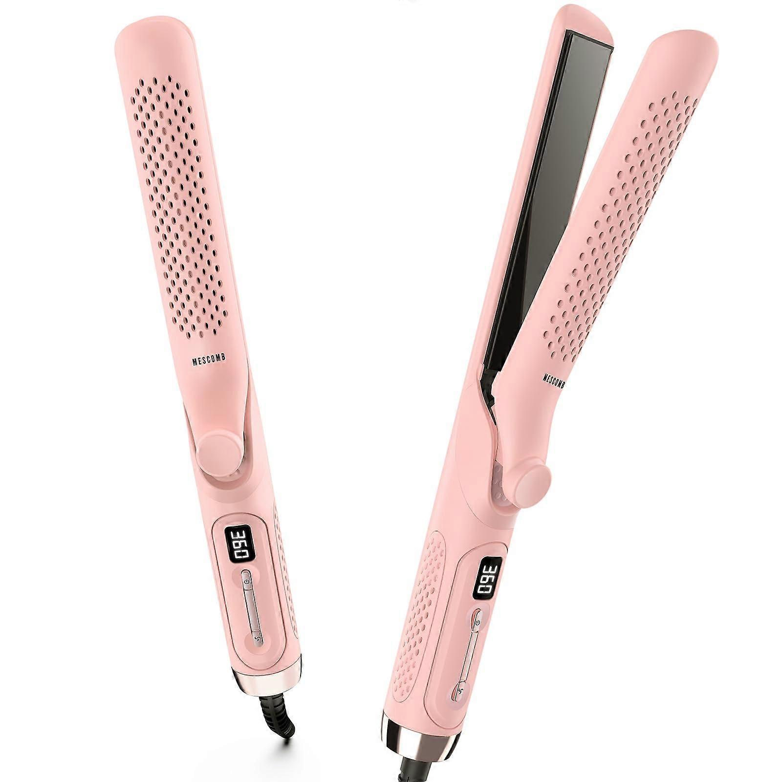 2 in 1 Hair Straightener and Curler with 360° Airflow, Extra Long Flat Iron, Dual Voltage for Travel