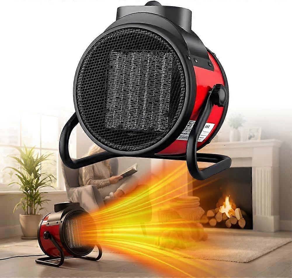 3000W PTC Ceramic Portable Electric Heater with Dual Heat Modes and 90° Adjustable Angle for Indoor Workshop Garage