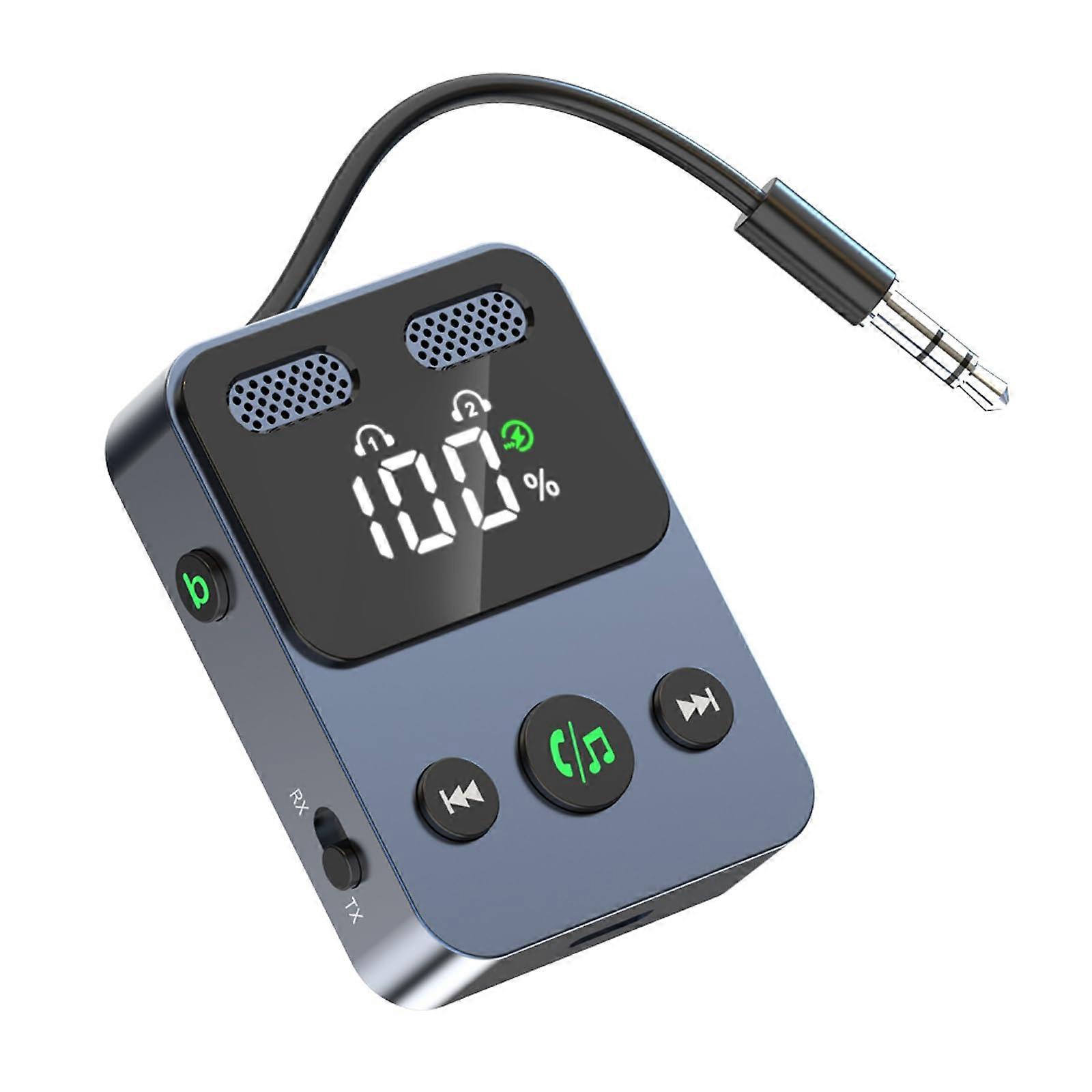 Bluetooth 5.3 Transmitter Receiver 2 in 1 Audio Adapter for TV Car with Mic Dual Device Pairing