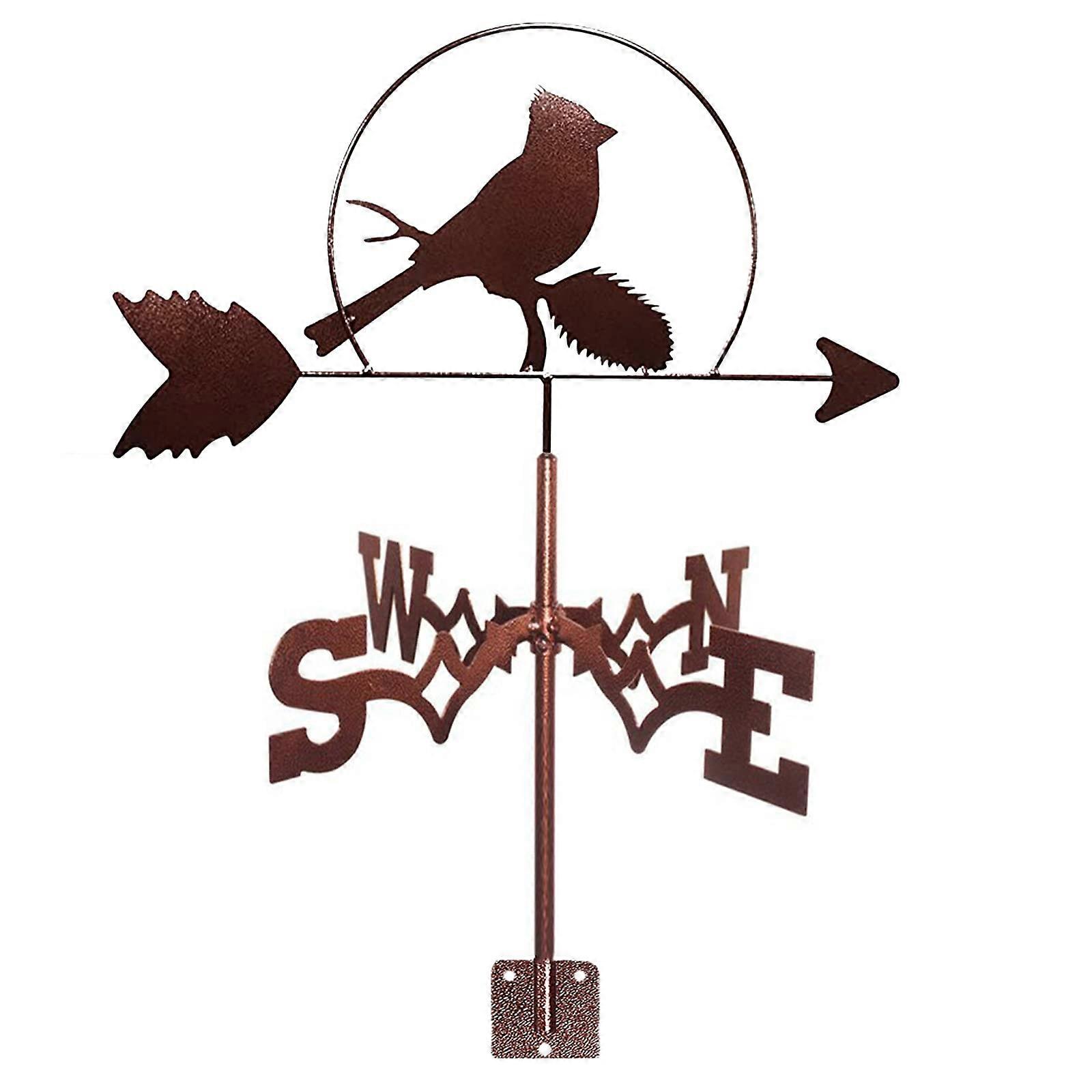 Garden Weathervane Cast Iron Bird Wind Direction Indicator Rust Resistant Retro Yard Decor