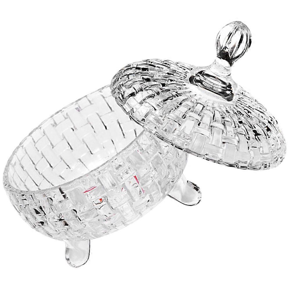 Candy Storage Jar Clear Glass Jar Embossed Pattern Home Use 760ml Sealing 1Set