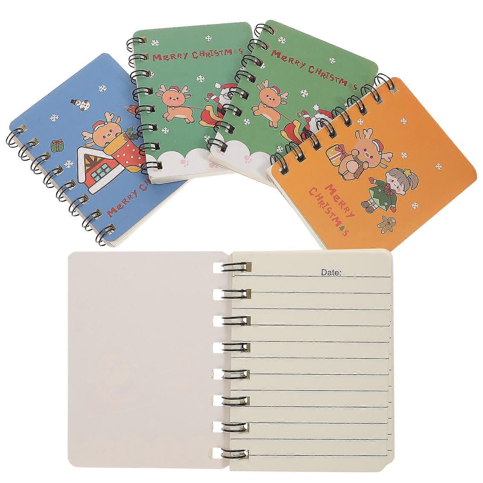 Christmas Binding Coil Notebook for Student Use 4Pcs Paper Notebooks