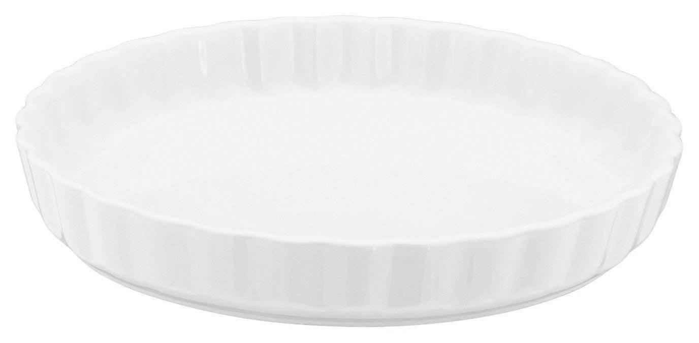 26cm White Ceramic Flan Dish Round Oven Safe Easy Bake Release Dishwasher Safe