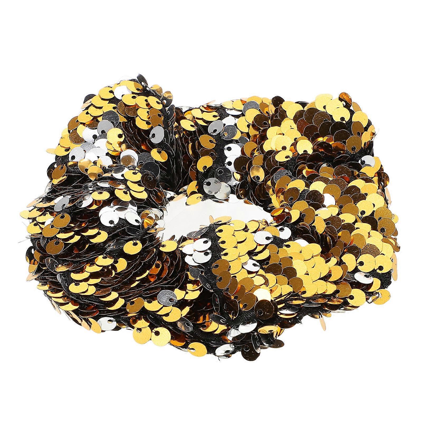 Accessoire de cheveux élégant à paillettes, élastique à cheveux doré pour femmes et filles, 9 x 9 x 3 cm, 1 pièce