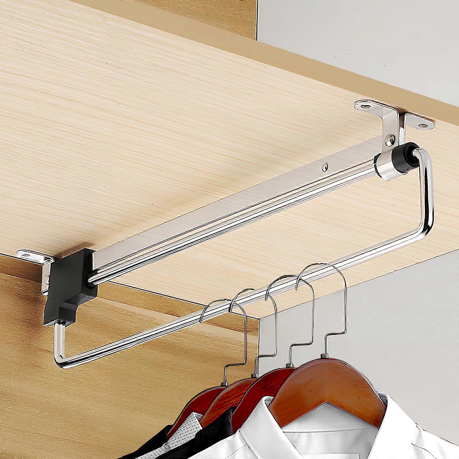 Adjustable Closet Valet Rod with Smooth PullOut Design, Durable Telescopic Clothes Rail 12in