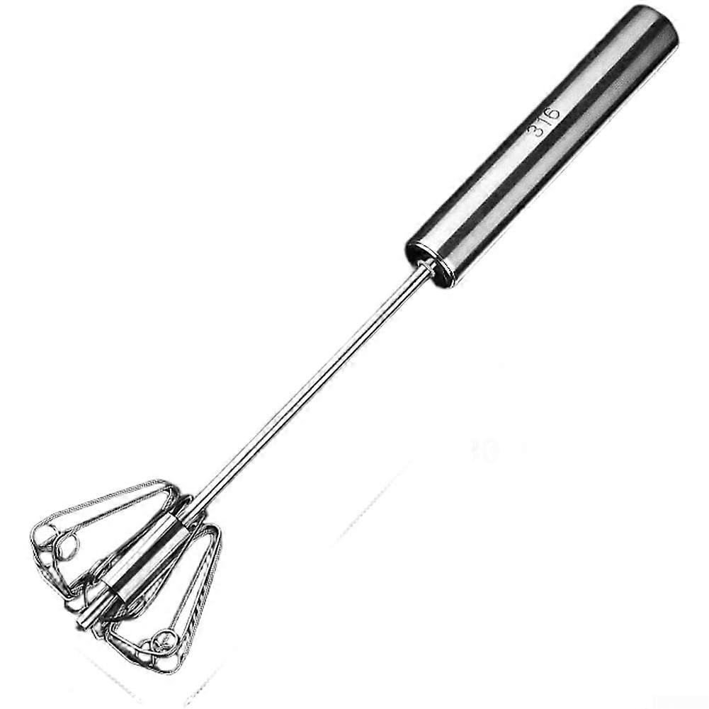 316 Stainless Steel Egg Beater with Automatic PushDown Rotation for Baking and MultiPurpose Whisking