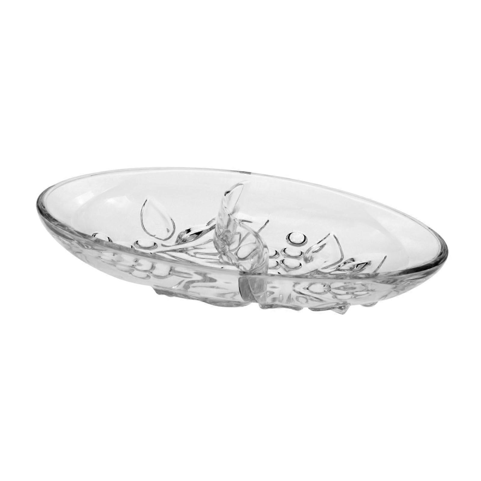 Clear Divided Serving Tray with Two Compartments for Fruit Snacks Candy Parties Elegant Style