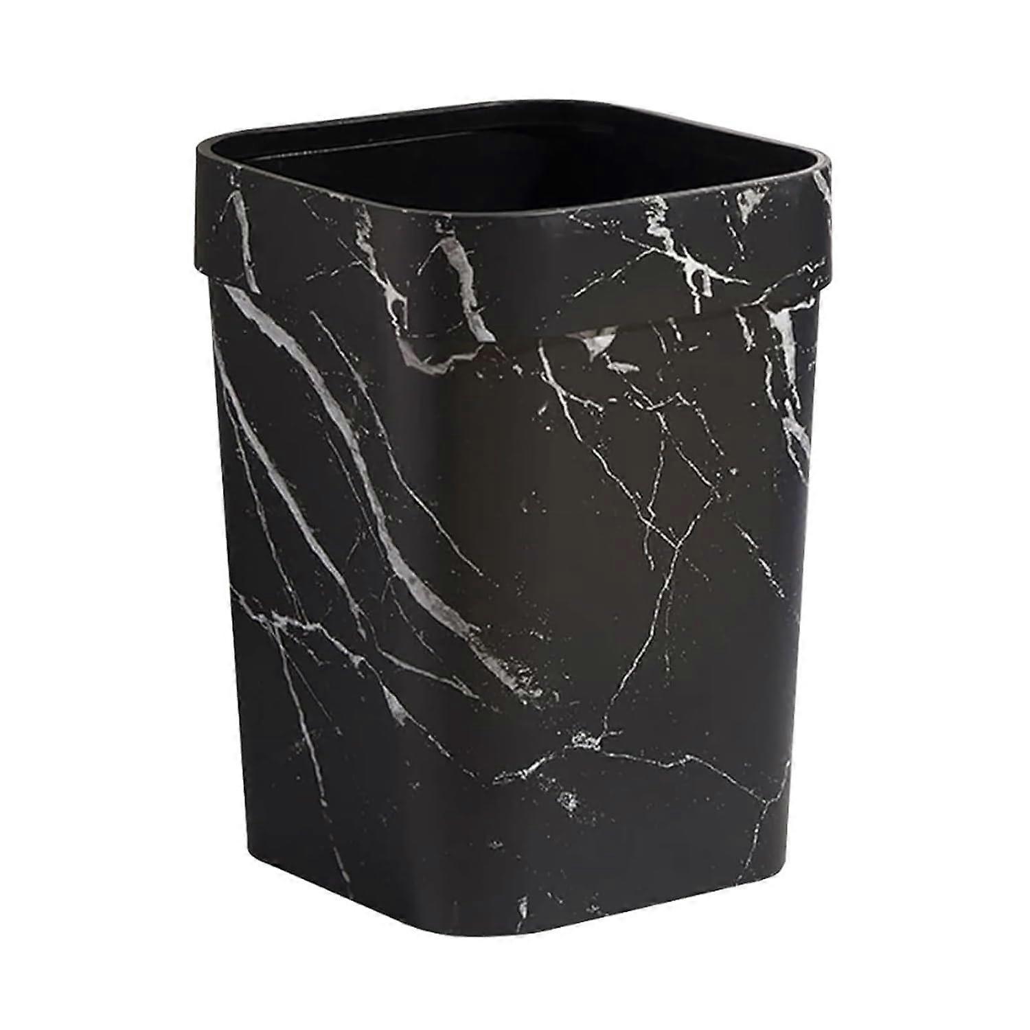 Small Plastic Trash Can Slim SpaceSaving Wastebasket Durable Marble Design for Bathroom or Office