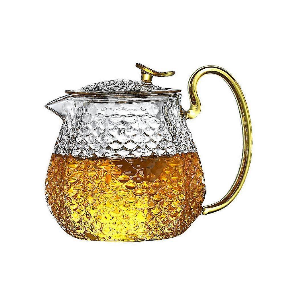 Glass Teapot with Tea Infuser,  Borosilicate, Heat Resistant Hammer Pattern Kung Fu Tea Set