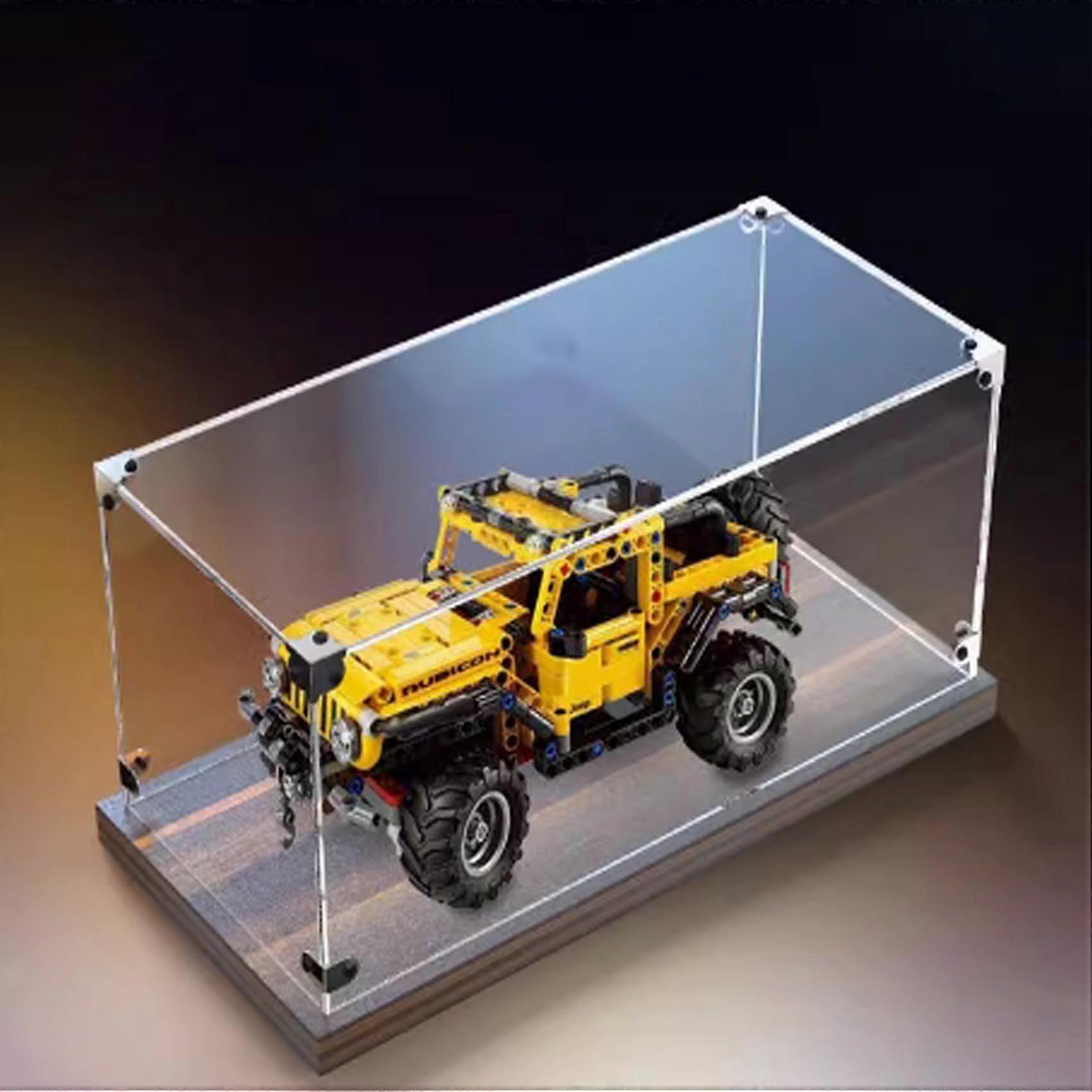 Display Case Dustproof Clear Acrylic Box for  42122 Buggy with Walnut Base