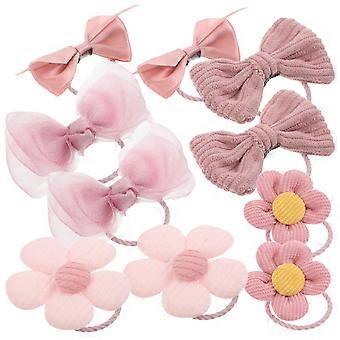 10pcs Niedliche Hundehaar Accessoires Welpen Haarschleifen mit elastischen Bändern Kleine Hunde Blume Kopfbedeckung Pflege Dekoration Für Haustierbesitzer