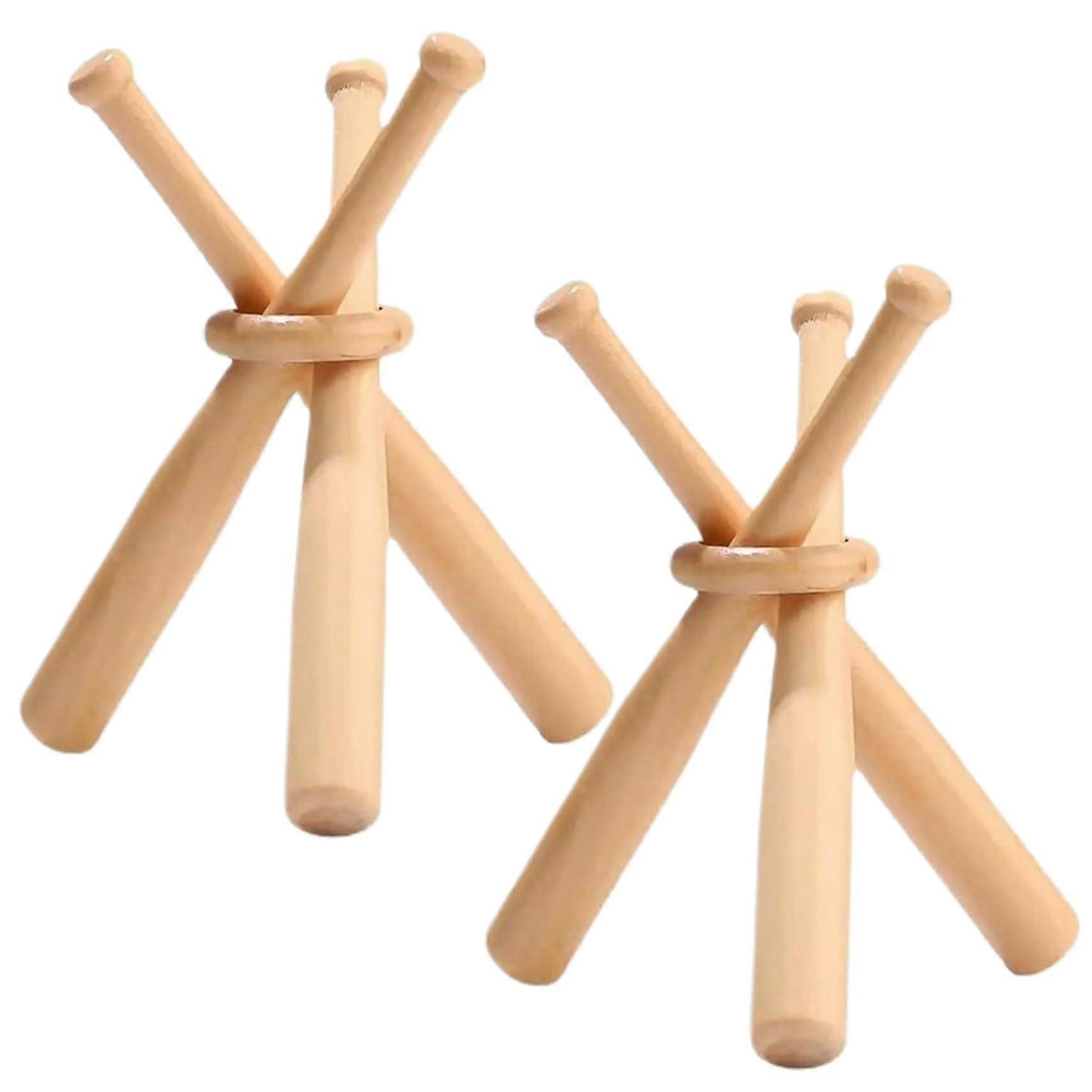 2 Pcs Wooden Baseball Display Stand, Mini Bat Shape Holder for Secure Desktop Ball Display