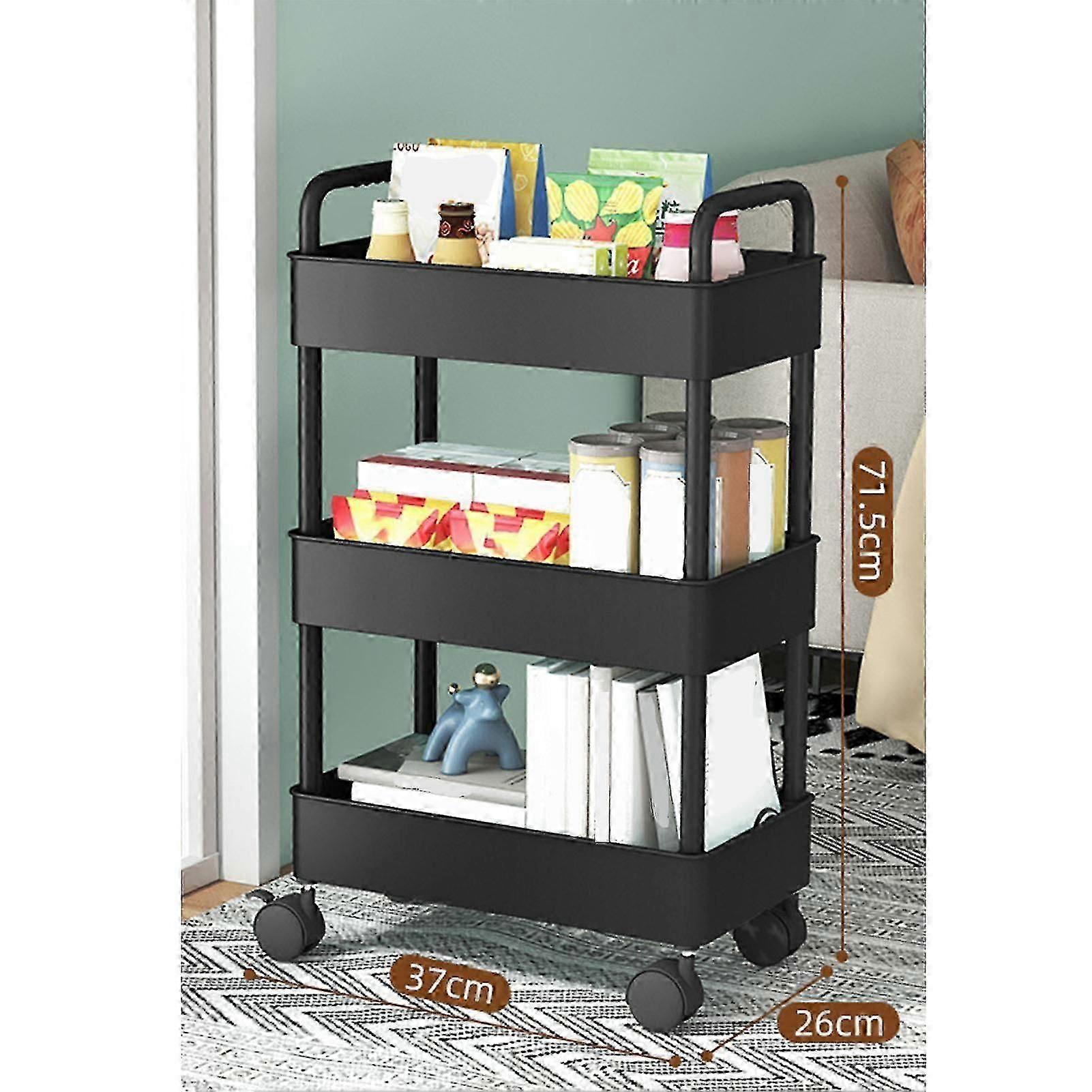 kitchen office bathroom organizer 3-tier rolling storage rack