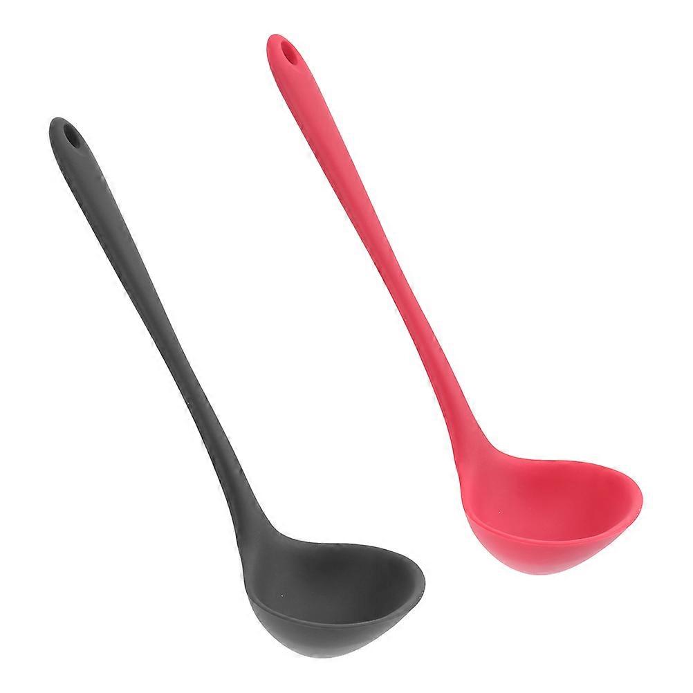 Silicone Soup Spoon for Kitchen Cooking with Ergonomic Handle 2Pcs