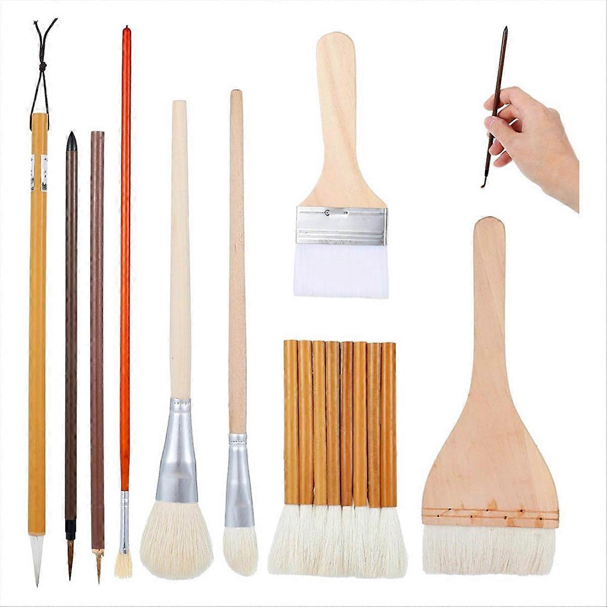 9 Pcs Pottery Glaze Brushes Ceramic Brushes Set for Painting